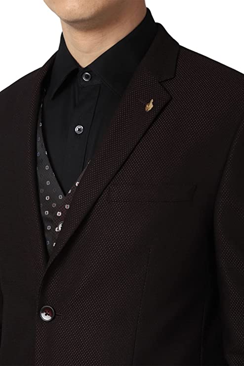 Van Heusen Men's Polyester Blend Brown Three Piece Suit Business Pants Set (VHSUCSLFL78182 44) - Image 3