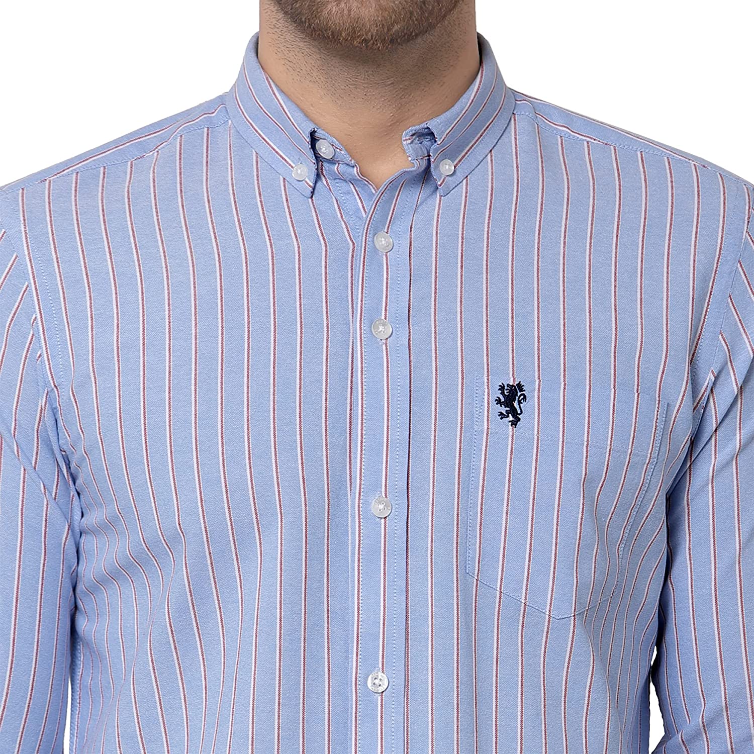 Red Tape Men Sky Blue Striped Shirt - Image 3