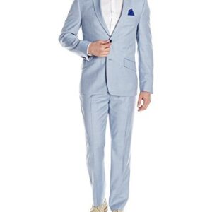 Shermans Men's Two Button Slim Fit Chambray Suit