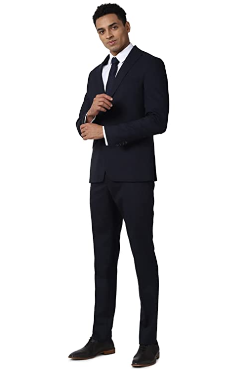 Men Navy Two Piece Suit Business Vest (PISUSNSPP26797 40) - Image 2