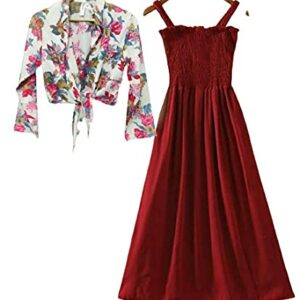 Women Crepe Trendy and Unique Design Maxi Dress with Printed Shrug Set