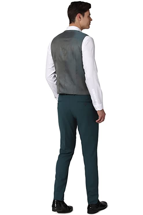 Men Green Three Piece Suit Business Vest (PIS3SNSFS67190 42) - Image 3