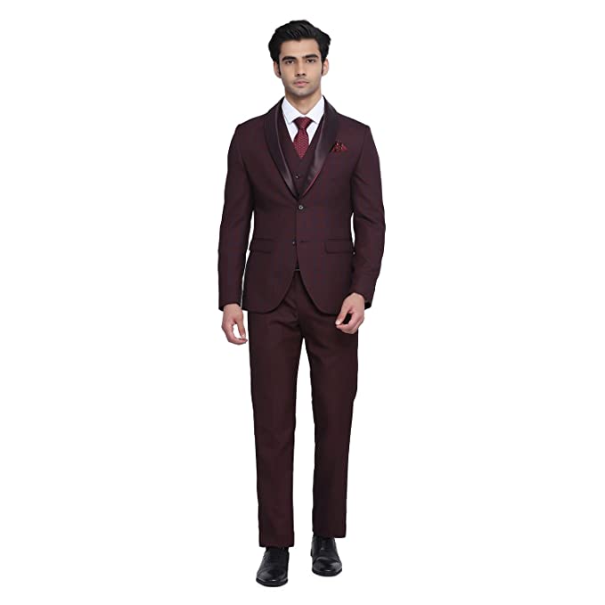 Stylish Hildo 6X Check Suits in Wine