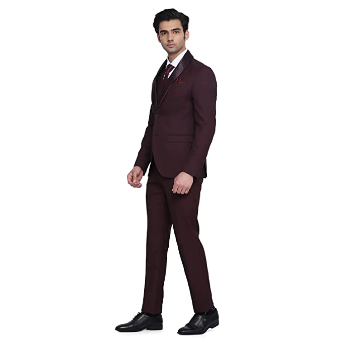 Stylish Hildo 6X Check Suits in Wine - Image 3