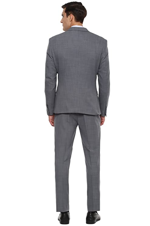 Heusen Men's Grey Three Piece Suit Business Pants Set (VDSUESKFA92533 46) - Image 2
