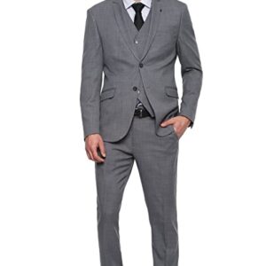 Heusen Men's Grey Three Piece Suit Business Pants Set (VDSUESKFA92533 46)