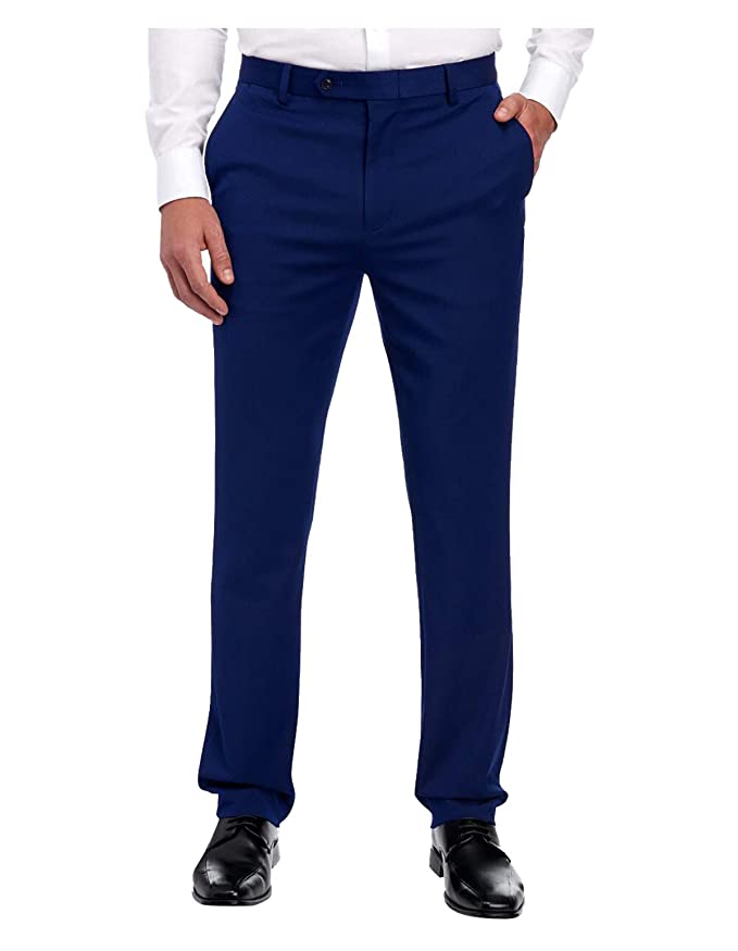 Shermans Men's Bexley Flat Front Suit Separate Pants Blue L44 W38