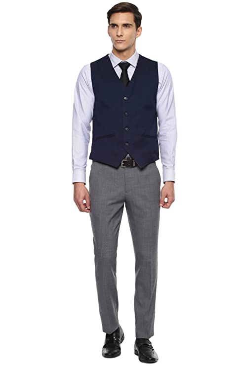 Heusen Men's Grey Three Piece Suit Business Pants Set (VDSUESKFA92533 46) - Image 4