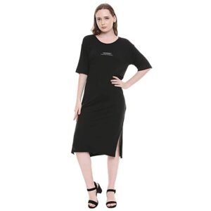 MODA Womens Round Neck Solid T-Shirt Dress