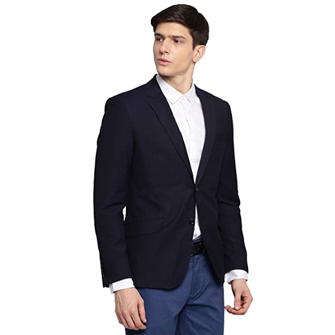 Men Slim Fit Cotton Black Formal Blazer (8901234166895_$P) - Image 3