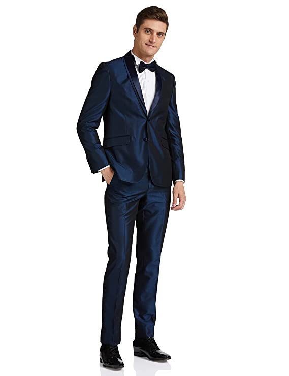 Heusen V Dot Men's Poly Viscose Shawl Collar Suit