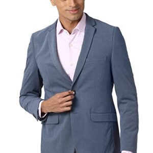 Men's Textured Slim Fit Blue Blazer