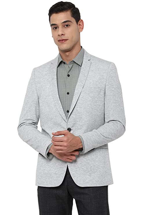 Solly Textured Rayon Super Slim Fit Work Wear Blazers for Mens (Grey, 40)