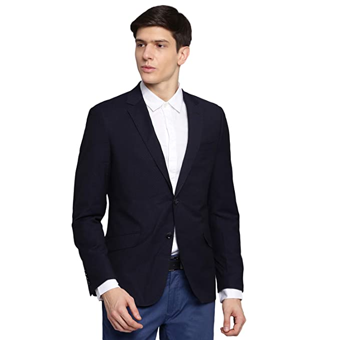Men Slim Fit Cotton Black Formal Blazer (8901234166895_$P)