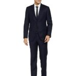 Wool Men's Full Sleeve Contemporary FIT Dark Blue Formal Suit