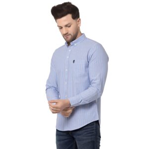Tape Men Sky Blue Striped Shirt