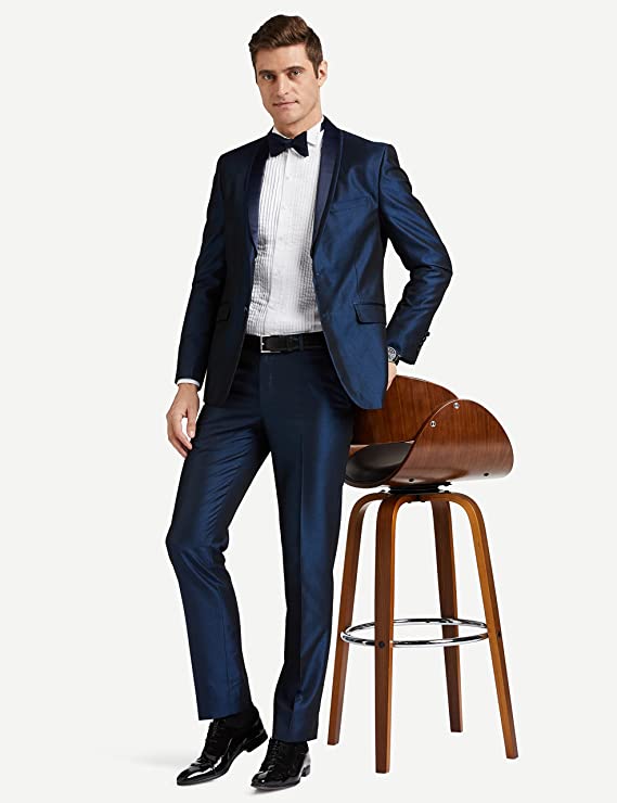 Heusen V Dot Men's Poly Viscose Shawl Collar Suit - Image 3