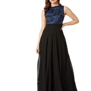Miss Chase Women Georgette A-Line Dress(MCAW19D08-57-102_Blue & Black_S)