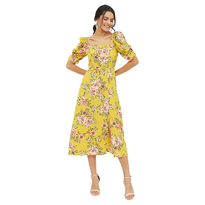 Women's Polyester A-Line Midi Dress