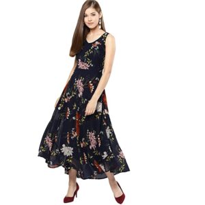 Women's Synthetic A-Line Maxi Dress