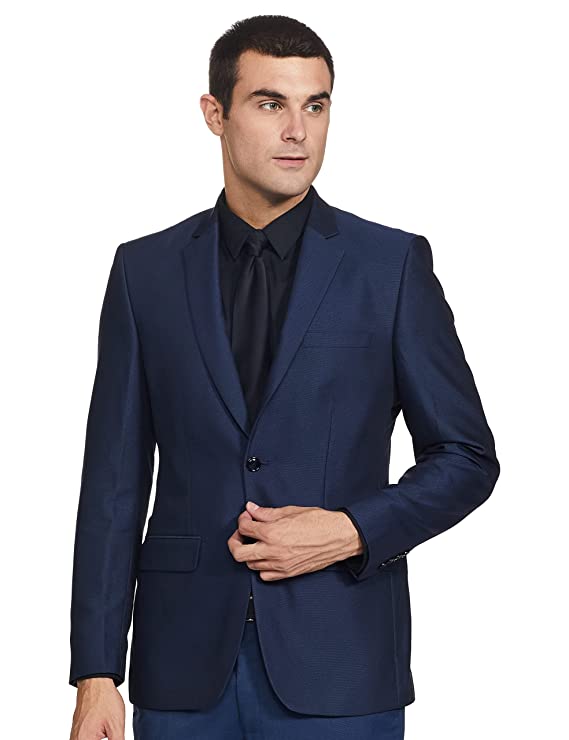 Rayon Blend Men's Full Sleeve Contemporary FIT Dark Blue Formal Suit