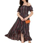 ! Women's Crepe A-Line Maxi Dress (Smocked}